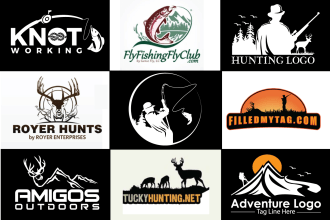 do outdoor fishing hunting logo with unlimited revisions