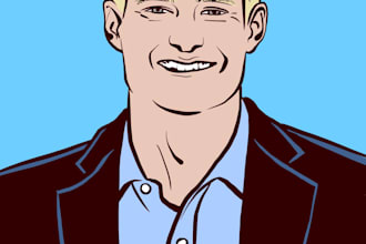 draw a portrait with clean line and flat colors