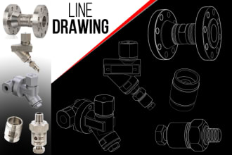 illustrate any types of picture in black and white vector line art