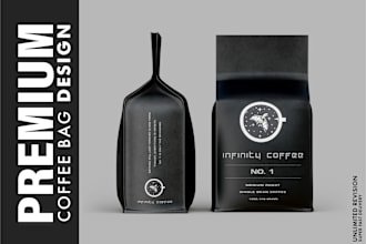 do premium coffee bag design and product label design