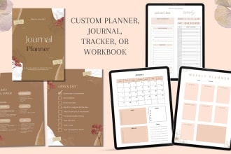 design printable planner, journal, tracker, or workbook