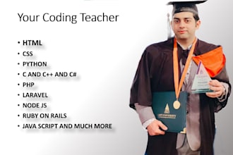 teach and help you to learn HTML CSS PHP laravel nodejs javascript python c