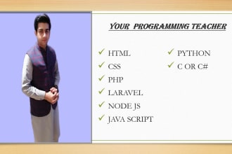 teach and help you to learn HTML CSS PHP laravel nodejs javascript python c