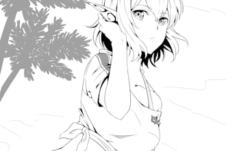 draw manga characters in bw