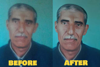 fix and enhance 2 photos low resolution, blurred and damged