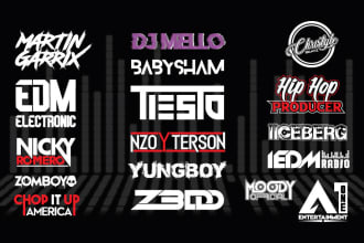 design a professional dj, band, edm, record label, and typography logo