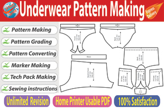 create underwear boxer brief panty pattern making for sewing