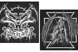 draw dark art, gothic, horror pointillism for extreme band