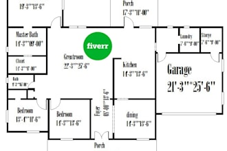convert your sketch to autocad floor plan with dimensions