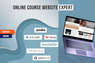 create thinkific website,podia,teachable website for online course