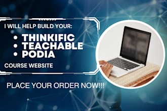create thinkific website,podia,teachable website for online course