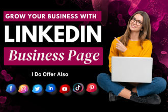 create linkedin business page , company page , social media pages setup