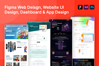 design figma landing page, saas website, dashboards, and app UI