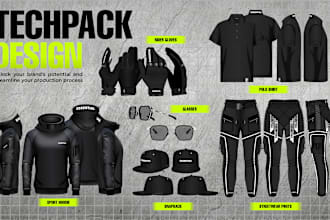 create clothing techpack collection design for manufacture production