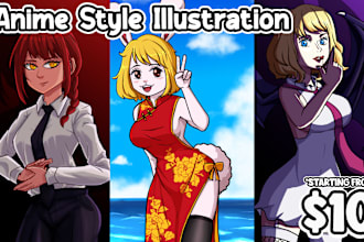 draw 2d anime art style, fanart, and oc illustration for you
