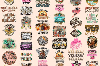 create retro vintage western typography custom t shirt logo illustration designs