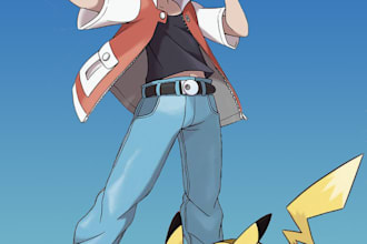 create a pokemon trainer drawing for your kid or friend
