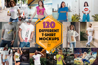 create 120 different realistic t shirt mockup