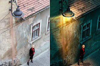 retouch any photograph with photoshop, day to night, red eye, before and after etc