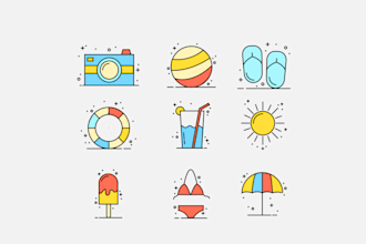 design custom vector line icon set