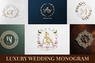 design a luxury wedding monogram or couple initials logo