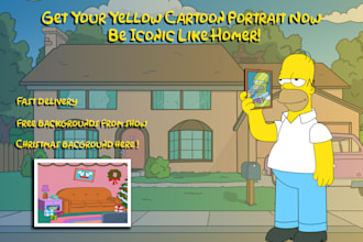 personalized yellow cartoon portraits for you or a loved one