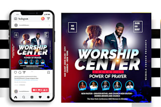 create a digital facebook, social media flyer, church flyers