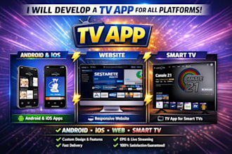 develop fire TV android TV samsung TV iptv ott app with admin panel