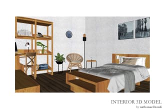 create 3d sketchup model for interior architecture building design