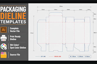 create custom packaging box dieline, label, and tag template