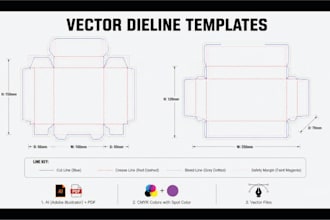 create print ready vector dieline for packaging box, label, or tag