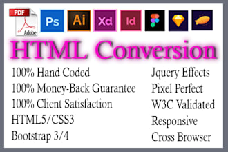 convert PSD to HTML, responsive bootstrap 4