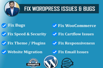 fix wordpress errors, bugs, or woocommerce, cartflows issues