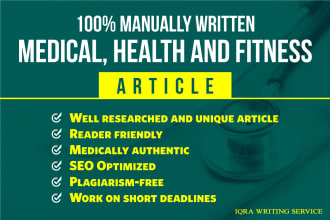 do unique health and fitness article writing in 24 hours