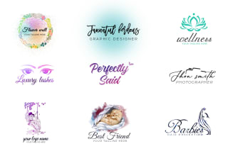 design hand drawn freestyle flat boho watercolor floral feminine signature logo