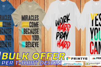 do eye catching and trendy typography t shirt design, tank top and hoodie