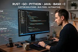 write rust, go, python, java, bash, or any type of c code