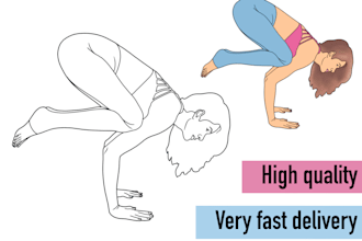 draw professional yoga or any other pose illustrations