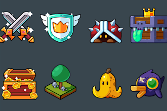 create 2d mobile game icons and items