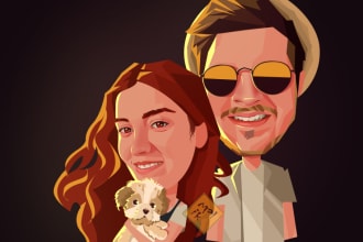 draw cute couple cartoon portrait