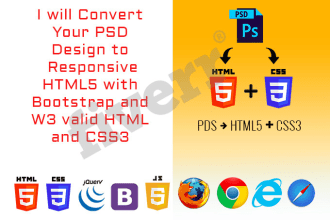 convert you psd, jpg, png to responsive HTML5 with bootstrap