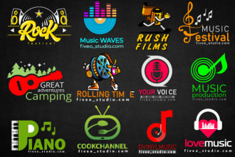 do modern music studio, channel ,dj, band, podcast ,radio and entertainment logo