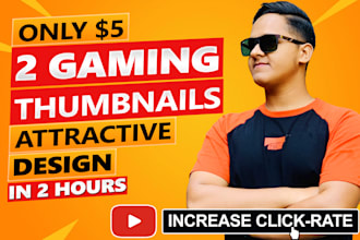 make 2 eye catchy gaming thumbnail