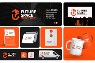 design modern minimalist business logo and brand identity with branding kit box