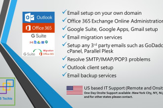 setup any email on your domain US based IT support