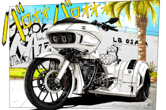 draw your motorcycle anime style, hand draw traditional way