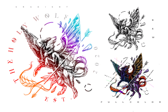 design geometric hand drawn animal logo tattoos illustration