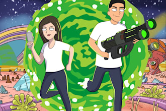 draw you in a cartoon rick and morty style