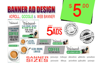 create 5 premium quality banner ads and ensure fast delivery