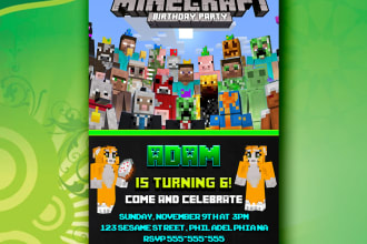 design minecraft surprise birthday party invitation